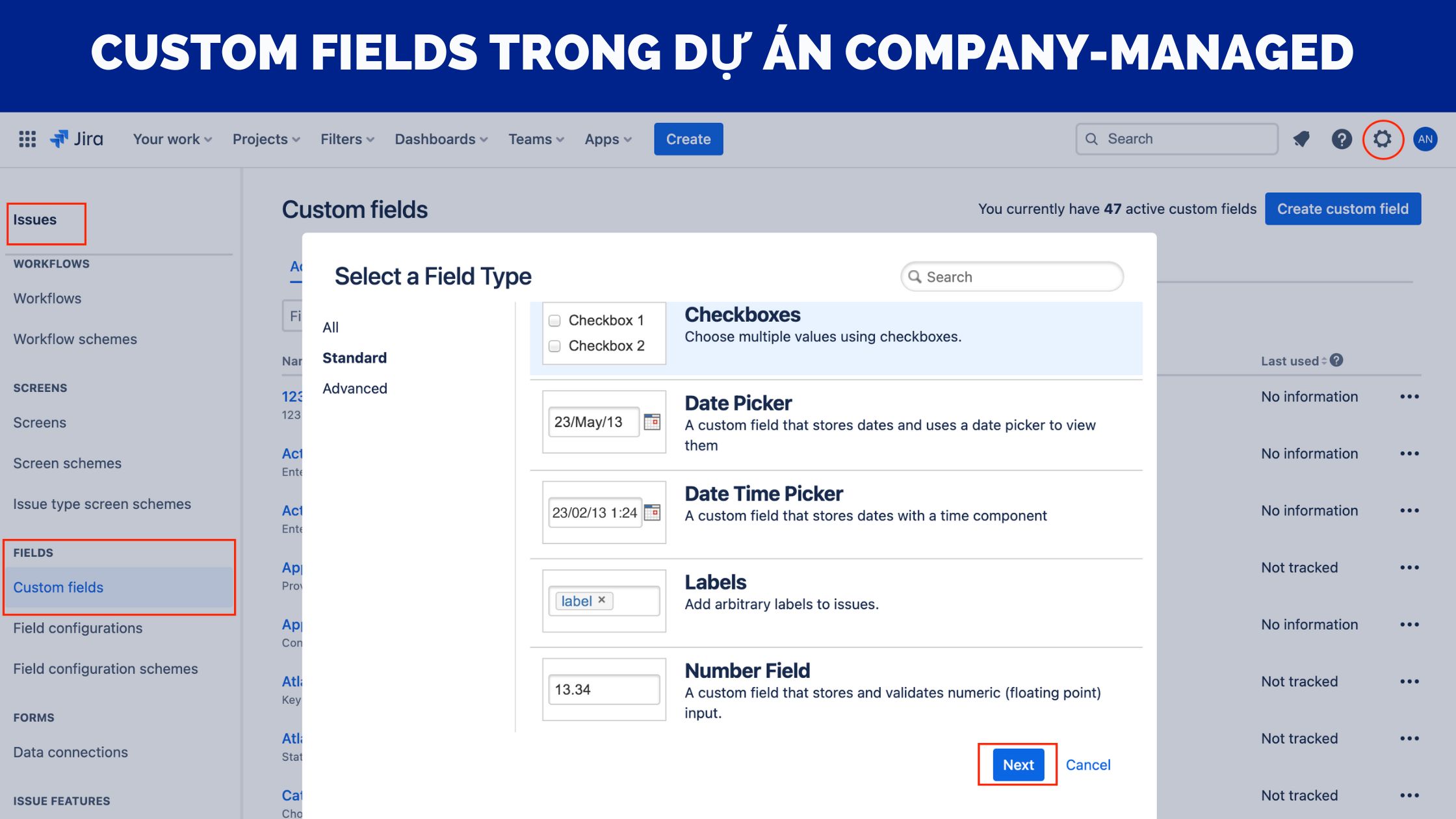 Custom Fields in Company-Managed Projects